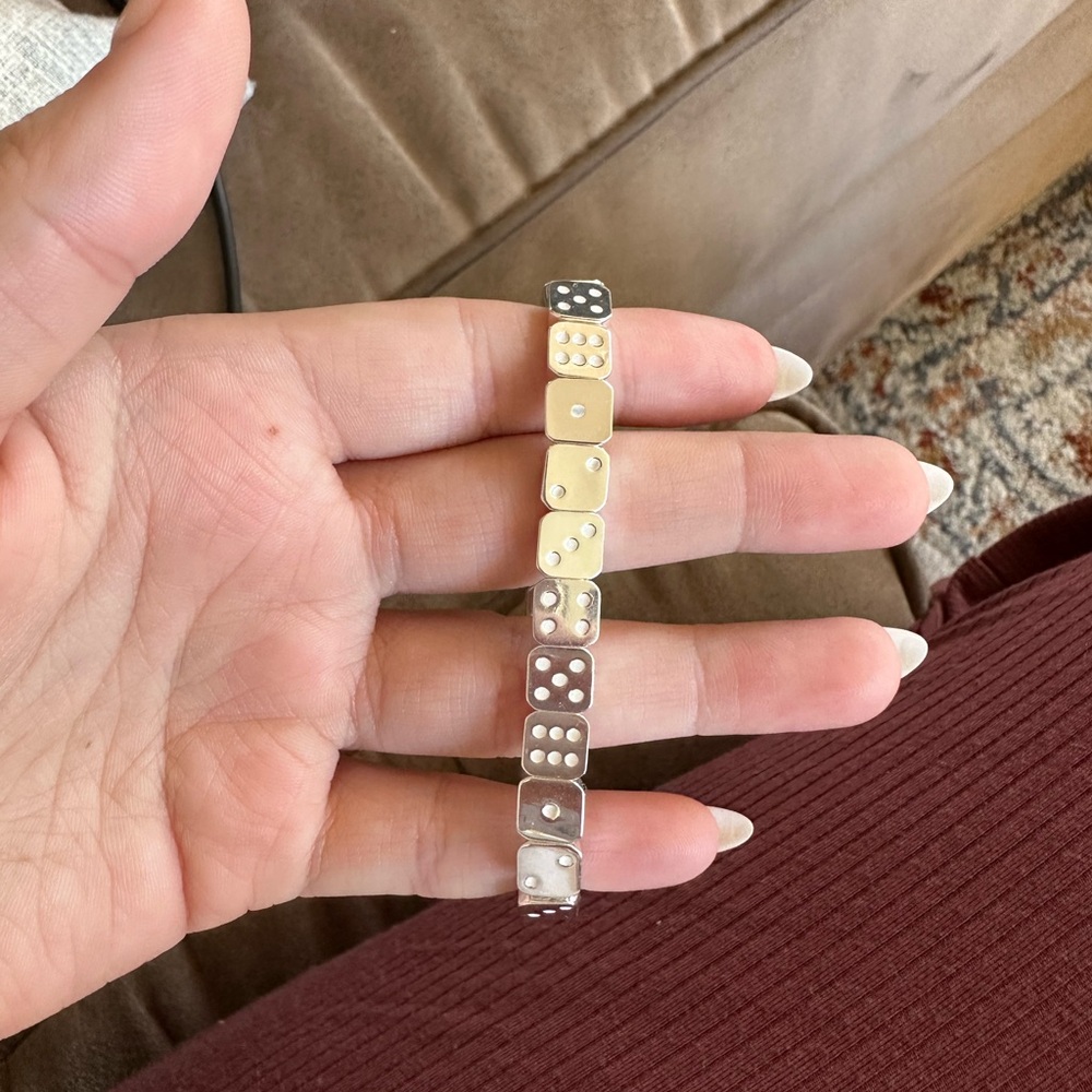 Lisa Gozlan silver and white dice bracelet - 7 inches